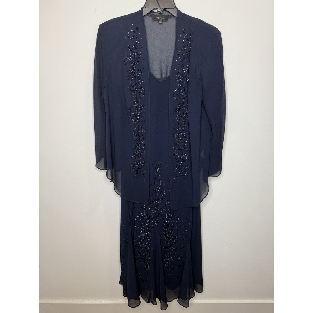 R&M Richards Navy Maxi Dress with Embellishments - Picture 4 of 12